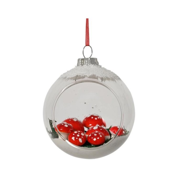 SFERA VETRO FUNGHETTI NEVE D.8